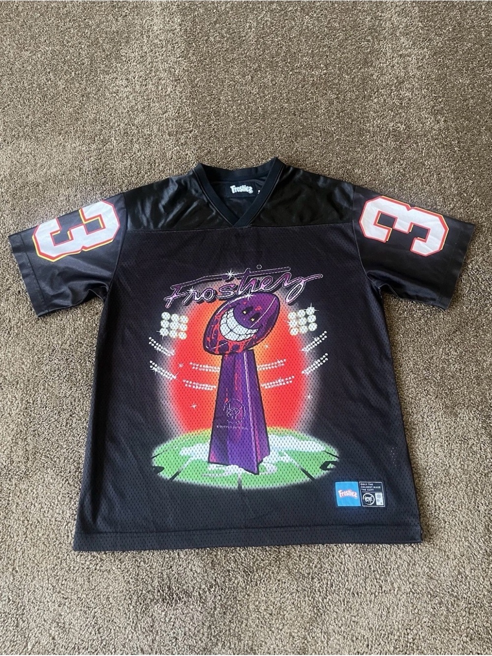 Frostiez Black Mens Size SmallFootball Jersey Mesh The Coldest #33 Rare Collab